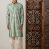 Men's Green Viscose Straight Kurta and Patiala Set