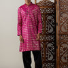 Men's Pink Viscose Straight Kurta and Patiala Set