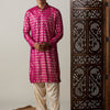 Men's Pink Viscose Straight Kurta and Patiala Set
