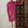 Men's Pink Viscose Straight Kurta Pyjama Set