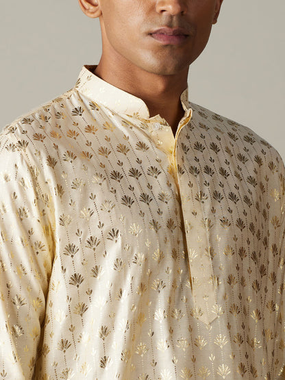 Men's Gold Viscose Straight Kurta Pyjama Set