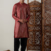 Men's Maroon Viscose Straight Kurta and Patiala Set