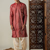 Men's Maroon Viscose Straight Kurta and Patiala Set