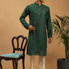 Men's Green Cotton Blend Straight Kurta Pyjama Set