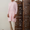 Men's Pink Georgette Straight Kurta Pyjama Set
