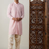 Men's Pink Georgette Straight Kurta and Patiala Set