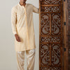 Men's Cream Georgette Straight Kurta and Patiala Set