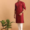 Men's Maroon Cotton Blend Straight Kurta Pyjama Set