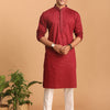Men's Maroon Cotton Blend Straight Kurta Pyjama Set