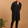 Men's Black Georgette Straight Kurta Pyjama Set