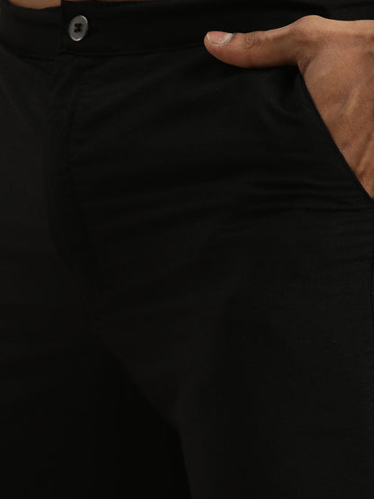 Men's Black Georgette Straight Kurta Pyjama Set