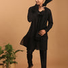Men's Black Georgette Straight Kurta  Pyjama & Dupatta Set