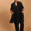 Men's Black Georgette Straight Kurta  Pyjama & Dupatta Set
