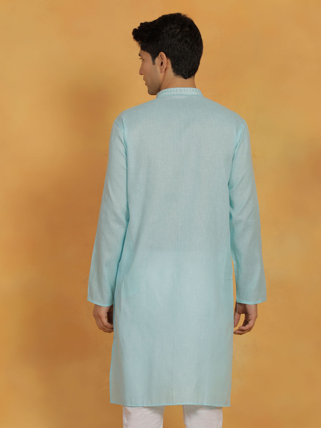 Men's Aqua Cotton Straight Kurta Pyjama Set