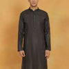Men's Black Cotton Straight Kurta