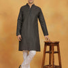 Men's Black Cotton Straight Kurta Pyjama Set
