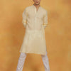Men's Cream Cotton Straight Kurta Pyjama Set