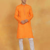 Men's Orange Cotton Straight Kurta Pyjama Set