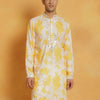 Men's Yellow Cotton Blend Straight Kurta