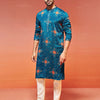 Men's Aqua Viscose Straight Kurta And Pyjama Set.