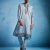 Men's Gray Silk Blend Straight Kurta