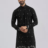 Men's Black Cotton Straight Kurta