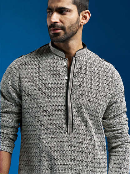 Men's Black Georgette Straight Kurta