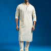Men's Cream Georgette Straight Kurta And Pyjama Set