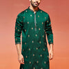 Men's Bottle Green Silk Blend Straight Kurta