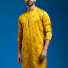Men's Mustard Silk Blend Straight Kurta