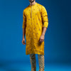 Men's Mustard Silk Blend Straight Kurta And Pyjama Set