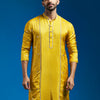 Men's Mustard Tissue  Straight Kurta