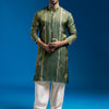 Men's Green Tissue  Straight Kurta And Patiala Set
