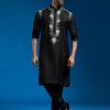 Men's Black Viscose Straight Kurta