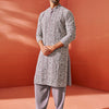 Men's Levender Georgette Straight Kurta And Patiala Set