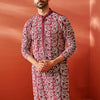 Men's Maroon Georgette Straight Kurta