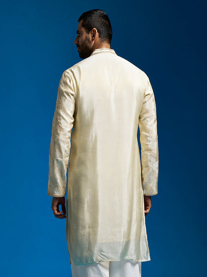 Men's Tissue  Banarasi Tissue Straight Kurta And Patiala Set