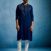 Men's Turquoise Silk Blend Straight Kurta