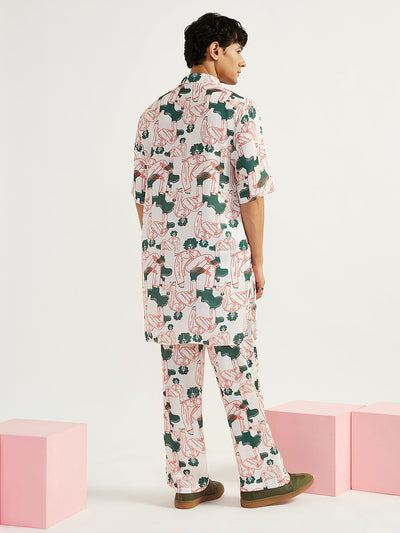 Men's White Satin Straight Kurta And Pyjama Set