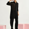 Men's Black Lycra Straight Kurta And Pyjama Set