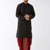Men's Black Silk Blend Straight Kurta and Dhoti Set