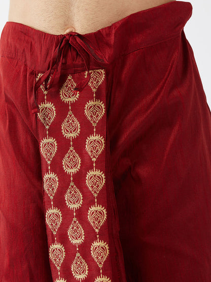 Men's Black Silk Blend Straight Kurta and Dhoti Set