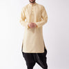 Men's Gold Silk Blend Straight Kurta and Dhoti Set