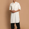 Men's Cream Cotton Blend Pathani Pathani Kurta Set