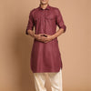 Men's Purple Cotton Blend Pathani Pathani Kurta Set