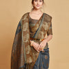 Dhiyona GR Women's Vasudha Warm Grey Zari Woven Design Chanderi Cotton Saree