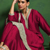 Indyancart VA Woven Design Layered V-Neck Zari Kurta With Sharara & Dupatta