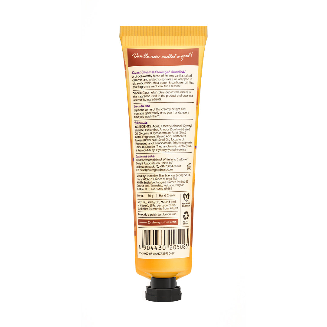 Vanilla Caramello Hand Cream by Plum Body Lovin'| 30 g