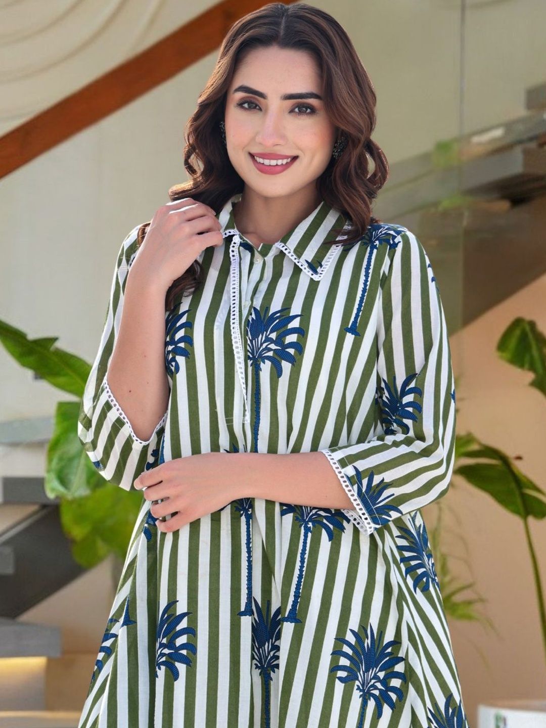 Women Printed Regular Pure Cotton Kurta with Trousers