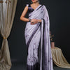 Women's Georgette Purple Printed Designer Saree With Blouse Piece